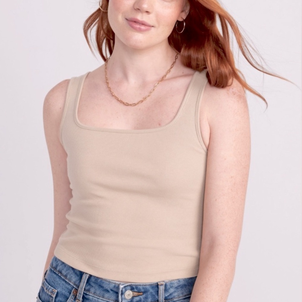 Old Navy Tan Squareneck Tank Top